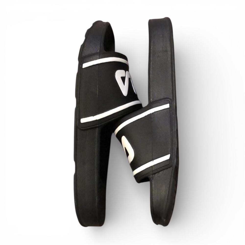 FILA Slides Slip-on Sandals Sz 7 Black and White Retro Athletic Athleisure - Picture 3 of 5